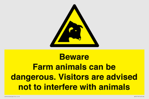 Beware Farm animals can be dangerous. Visitors are advised not to interfere with animals